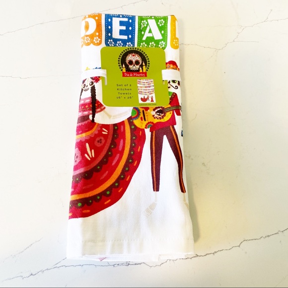 Day of the Dead Dia de Los Muertos Kitchen Towels Sugar Skulls - Picture 3 of 6